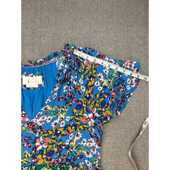 by Anthropologie Robin Tiered Floral Mini Dress Bohemian Coastal Cowgirl Small - Picture 9 of 10